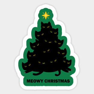 Merry Meowy Christmas Cat Tree Xmas Kitten Sticker